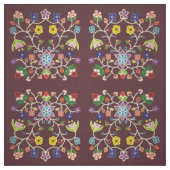 Tissu Modèle floral Ojibwe de Bourgogne (Échantillon)