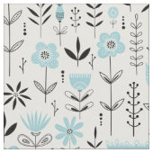 Tissu Modèle floral scandinave bleu (Fermer)