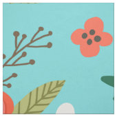 Tissu Modèle floral turquoise et corail (Échantillon)