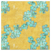 Tissu Modèle floral Turquoise texturé et doré (Fermer)