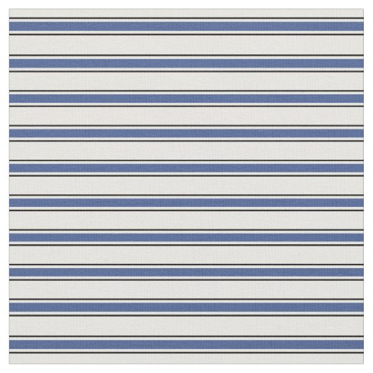 Tissu moderne chic noir, bleu et blanc rayé (Fermer)