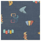Tissu Moderne de milieu de siècle Bleu marine texturé (Fermer)