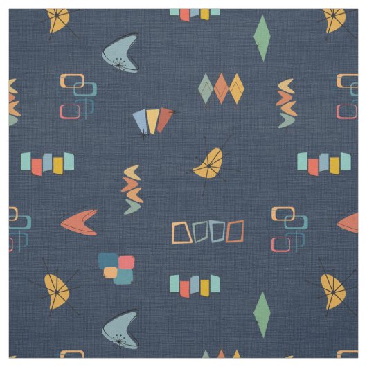Tissu Moderne de milieu de siècle Bleu marine texturé (Échantillon)