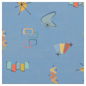 Tissu Moderne de milieu de siècle Texturé Bleu Moyen (Fermer)
