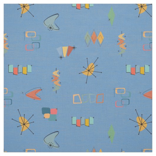 Tissu Moderne de milieu de siècle Texturé Bleu Moyen (Échantillon)