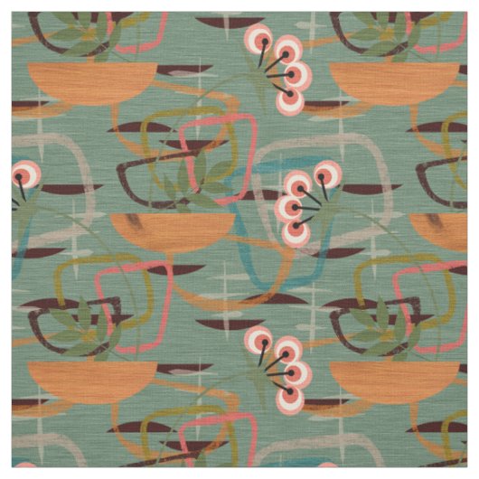 Tissu Moderne du milieu du siècle | Cinquante Fleurs Sty (Échantillon)