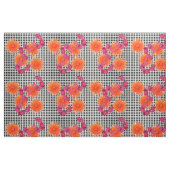 Tissu Moderne Graphique rose Orange Fleurs Vérifier Fabr (Fat Quarter)