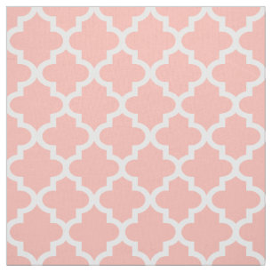 Tissu Moderne motif à quatre feuilles rose et blanc
