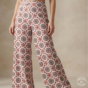 Tissu Moderne motif géométrique ethnique sud-ouest rouge