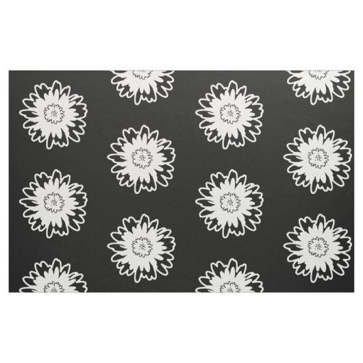 Tissu moderne noir et blanc de fleur (Fat Quarter)