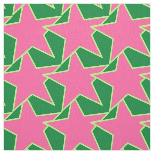 Tissu Moderne Star Géométrique - pastèque rose et vert (Échantillon)