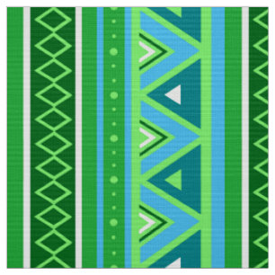 Tissu Moderne Sud-Ouest Géométrique, Vert et Aqua