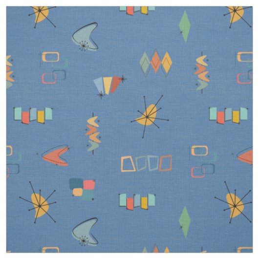 Tissu Moderne Texturé Bleu du Milieu du Siècle (Échantillon)