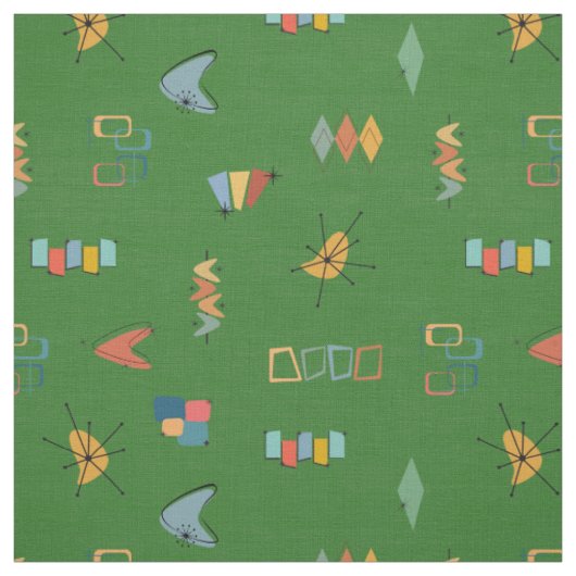 Tissu Moderne Texturé Vert du Milieu du Siècle (Échantillon)
