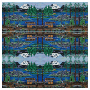 Tissu Mon "Vieux" Camping Woody