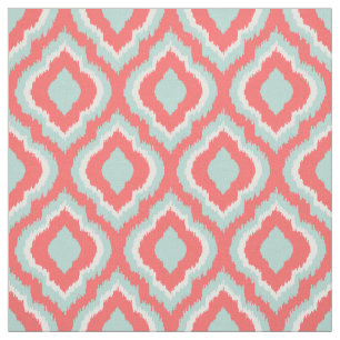 Tissu Monnaie et corail Ikat marocain