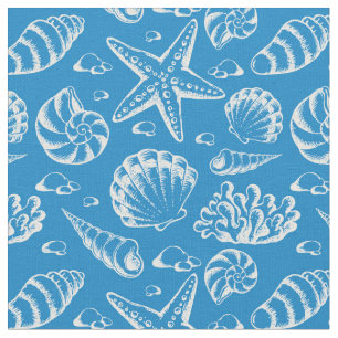 Tissu Monogramme bleu 2 du motif   de plage