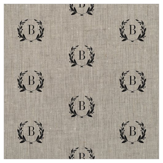 Tissu Monogramme de couronne de Laurel Rustique (Échantillon)