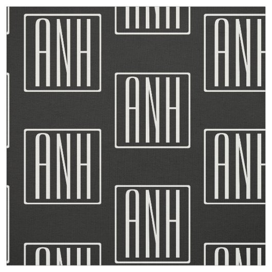 Tissu Monogramme initial | Blanc sur noir (Échantillon)