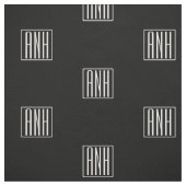 Tissu Monogramme initial | Blanc sur noir (Échantillon)