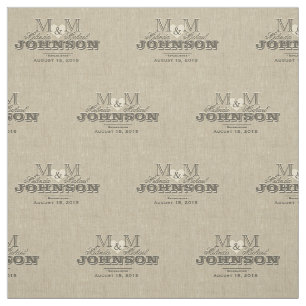 Tissu Monogramme Lin rustique Look avec coeur