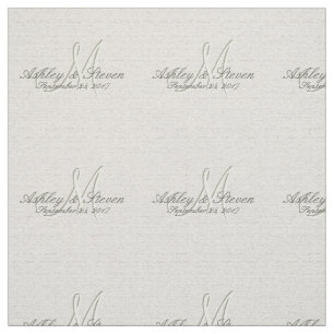 Tissu Monogramme Mariage de lin rustique moderne