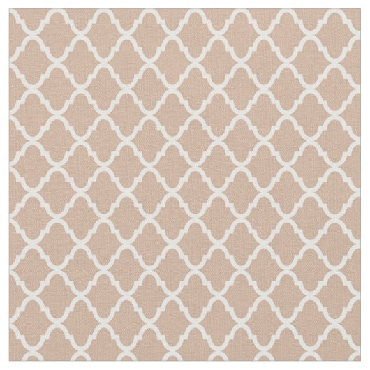 Tissu Monogramme moderne Tan et motif blanc de (Fermer)