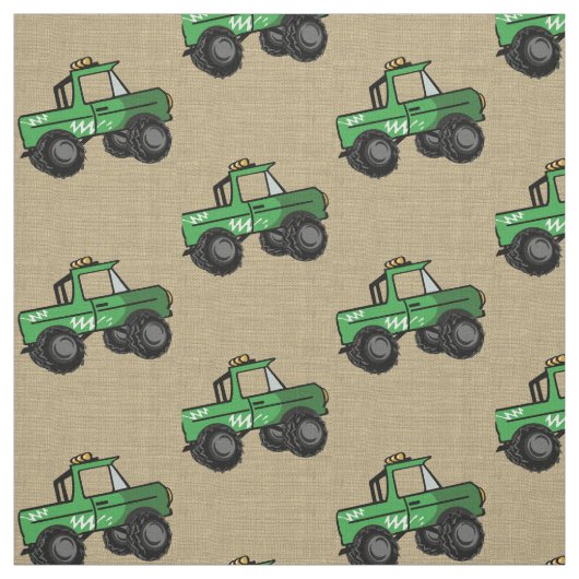 Tissu Monster Trucks Green (Échantillon)