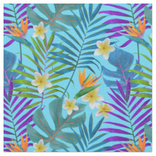 Tissu Monstera Palm Trees Plumeria Strelitzia