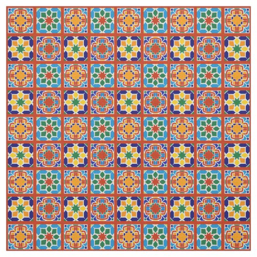 Tissu Moroccan Tile Pattern Fabric Quilting Sewing (Échantillon)