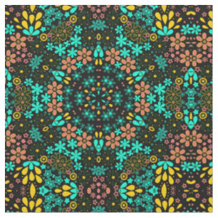 Tissu Mosaïque Abstraite kaléidoscopique fleurs florales