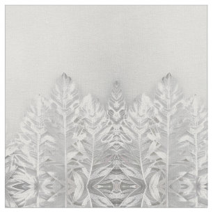 Tissu Mosaïque géométrique feuille argent motif botaniqu