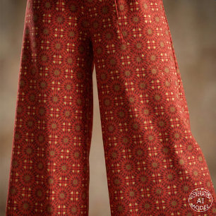 Tissu Mosaïque géométrique kaléidoscope rouge oriental