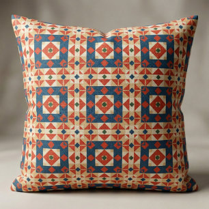 Tissu Mosaïque marocaine Bohème Géométrique Rouge Bleu O