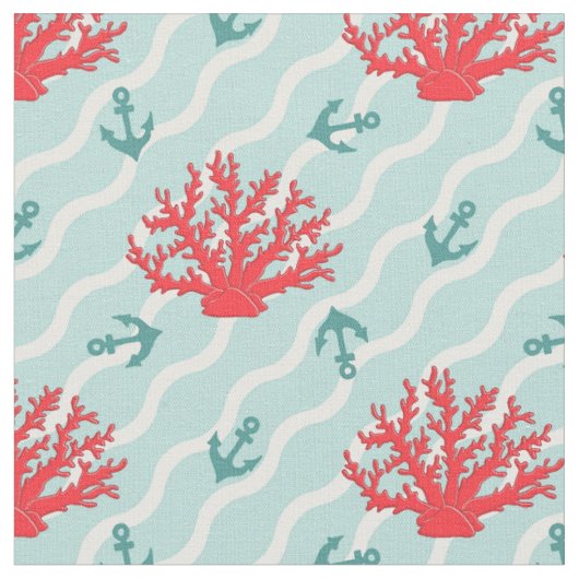 Tissu Motif 1 de corail rouge (Fermer)