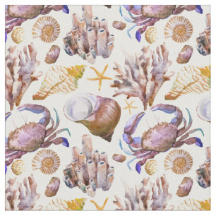 Tissu Motif 4 de vie marine d'aquarelle