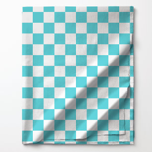 Tissu Motif à carreaux bleus aquamarine et blancs