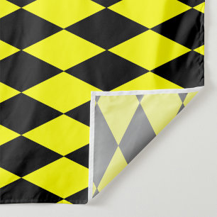 Tissu Motif à carreaux de diamants Harlequin noir jaune 
