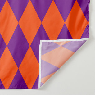Tissu Motif à carreaux Harlequin orange et violet 