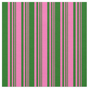 Tissu Motif à carreaux/rayures roses et vert foncé