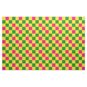 Tissu Motif à carreaux rose jaune vert