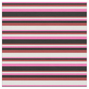 Tissu Motif à crème chaude rose, noire, Brown et à menth
