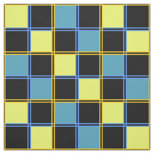 Tissu Motif à damiers jaune et bleu