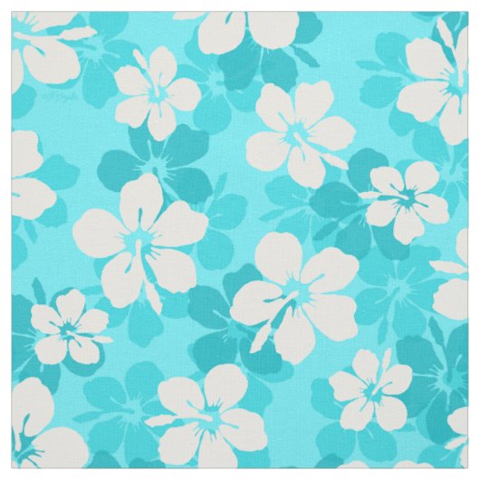 Tissu Motif à fleurs bleu tropical (Échantillon)