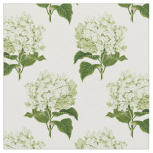 Tissu Motif à fleurs d'Hydrangea blanc et vert