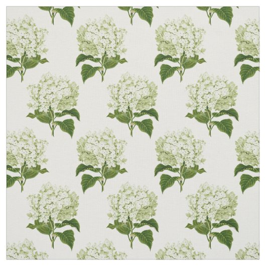 Tissu Motif à fleurs d'Hydrangea blanc et vert (Échantillon)