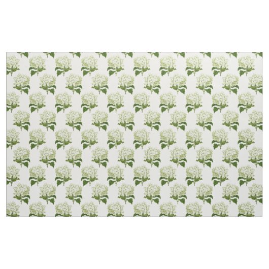 Tissu Motif à fleurs d'Hydrangea blanc et vert (Fat Quarter)