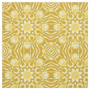 Tissu Motif à fleurs Mandala - Or de moutarde et Jaune