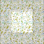 Tissu Motif à fleurs vert olive rétro (Carreau)