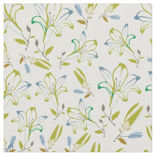 Tissu Motif à fleurs vert olive rétro (Fermer)